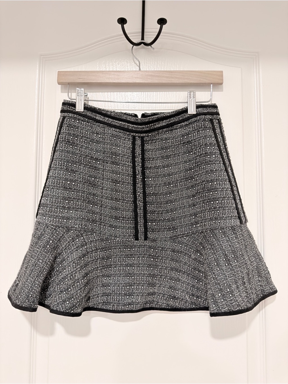 Madewell Textured Mini Skirt Size 2 Black White A-Line Flare